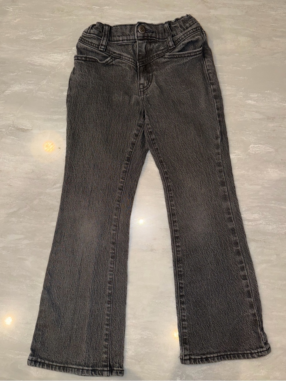 Old Navy Girls Size 8 Gray Wash Flare Jeans Adjustable Waist